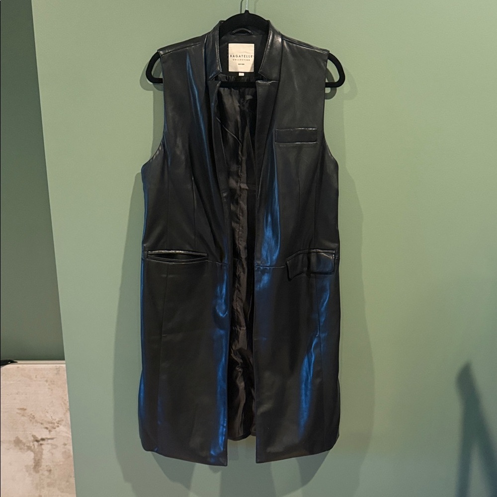 Elegant Black Faux Leather Vest